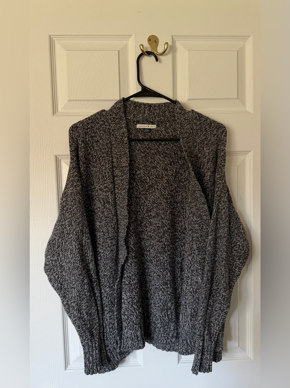 American Eagle Outfitters Gray Heather Open-Front Cardigan